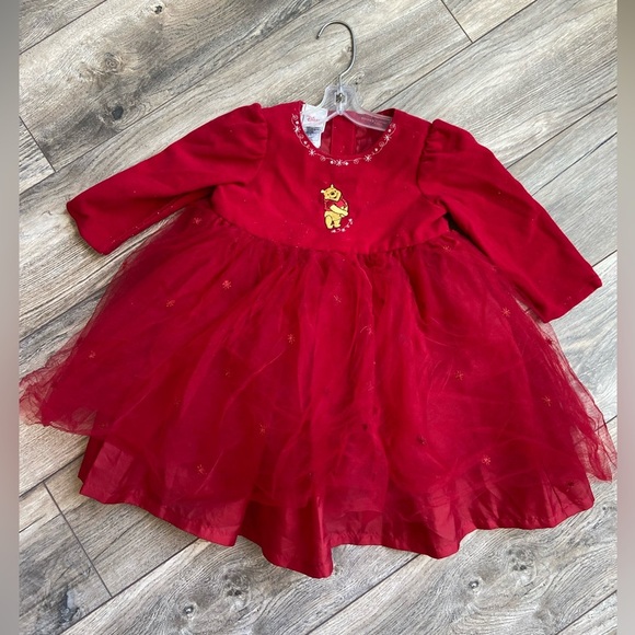 Y2K Winnie the Pooh embroidered Disney store holiday dress size 24 months - Picture 1 of 4